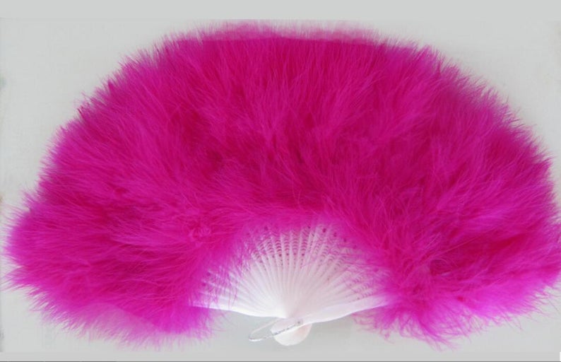 13pieces hot pink 80*45cm Large Burlesque Dance feather fan Bridal Bouquet - Click Image to Close